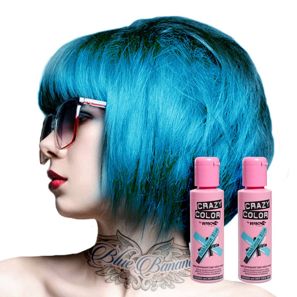 Crazy Color Semi-Permanent Hair Color Cream: Bubblegum Blue