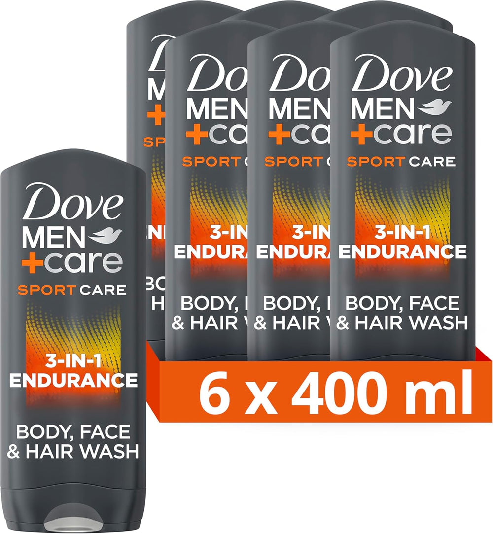 Dove Men Care Sport Care 3In1 Endurance Hair Face Body Wash 400ml x 6