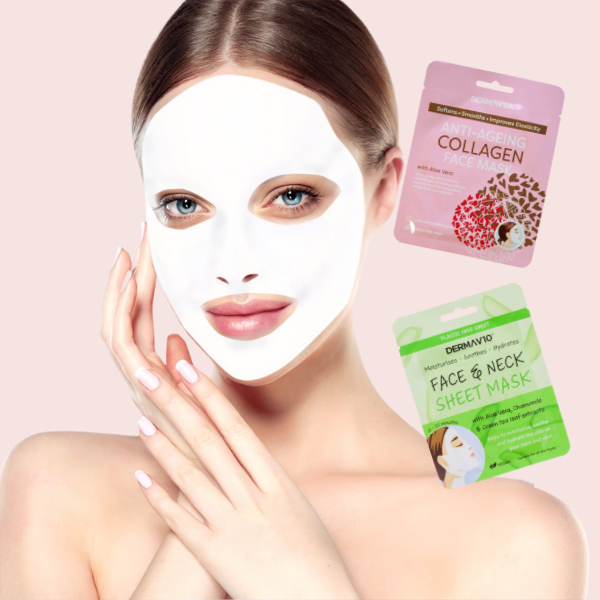 Full Body Glow Kit ( CS Beauty Exfoliating Glove, Derma V10 Mask (Aloe or Collagen), SO Eco Cleansing Kit, Cotton Pads)