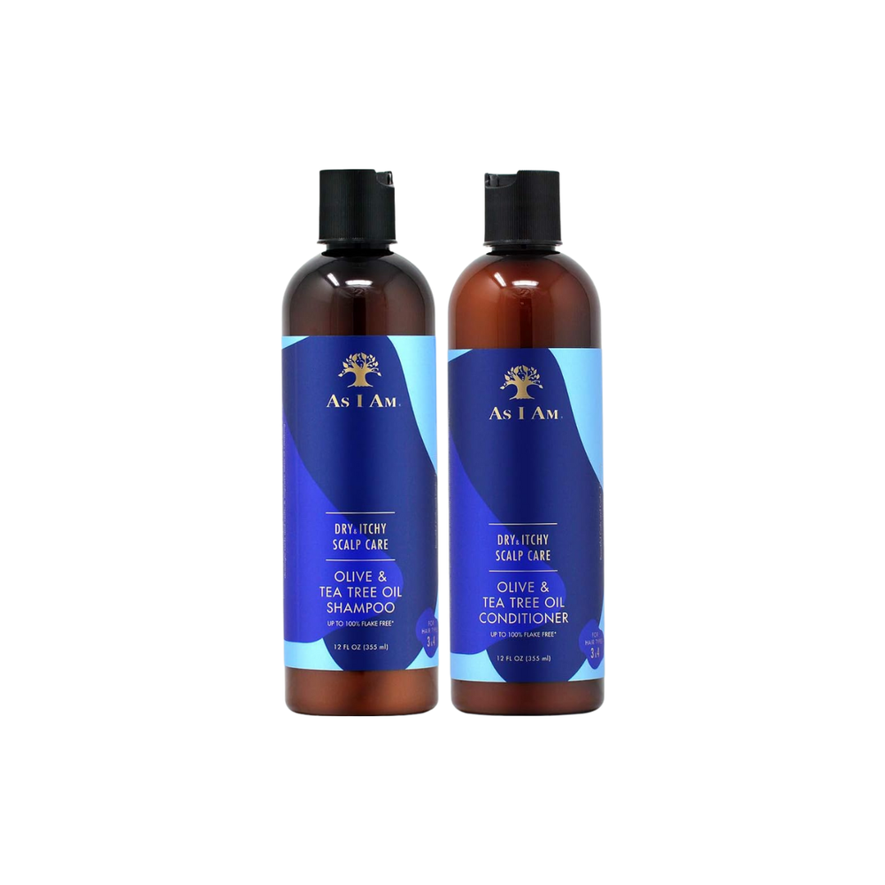 As I Am Olive & Tea Tree Oil Scalp Care Shampoo & Conditioner Bundle – 12oz Each