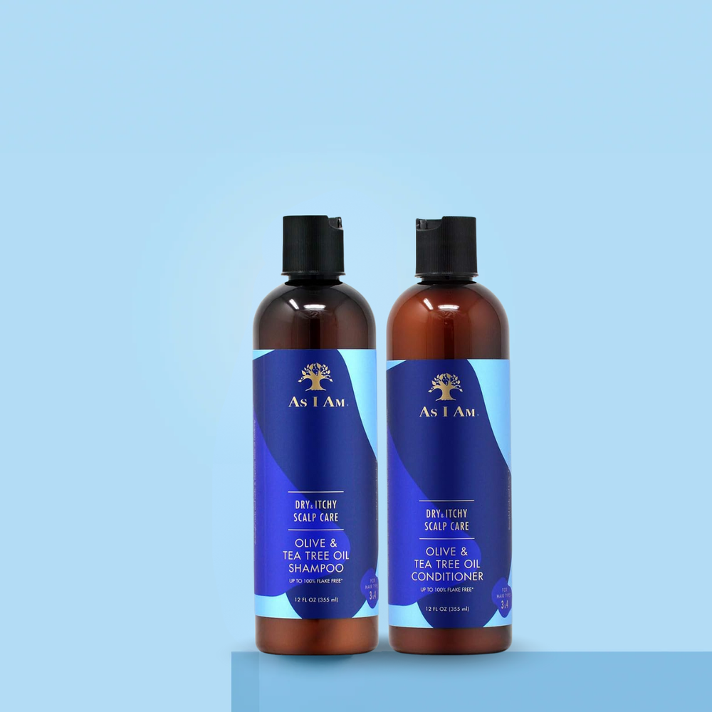 As I Am Olive & Tea Tree Oil Scalp Care Shampoo & Conditioner Bundle – 12oz Each