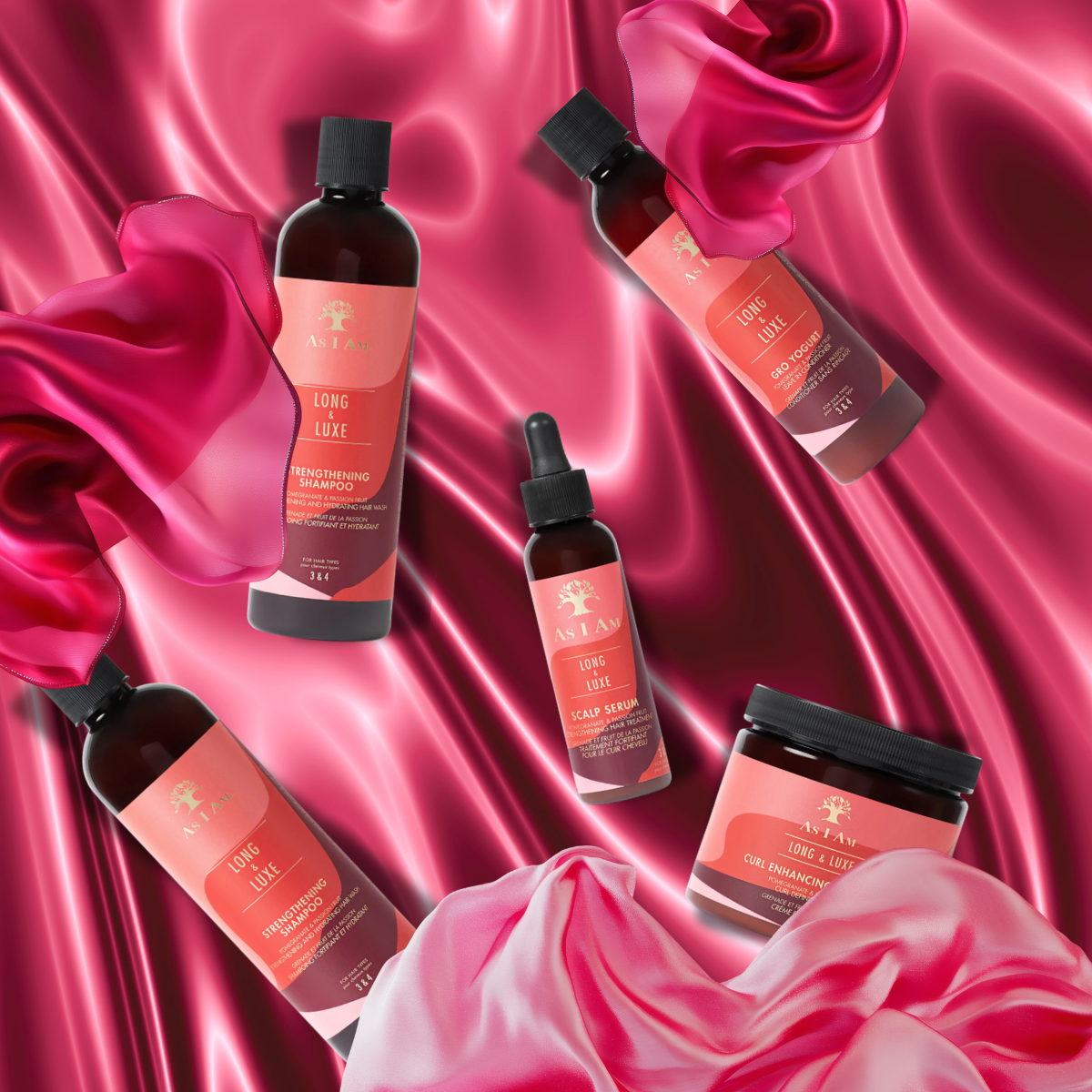 As I Am Long & Luxe Pomegranate & Passion Fruit Haircare 5 Piece Set