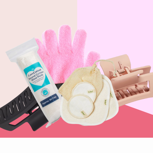 Self-Care Travel Kit (Cotton Pads, SO Eco Cleansing Kit, Hair Clip Pack, Exfoliating Glove)