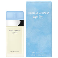 Dolce & Gabbana Light Blue perfume bottle and packaging on a white background
