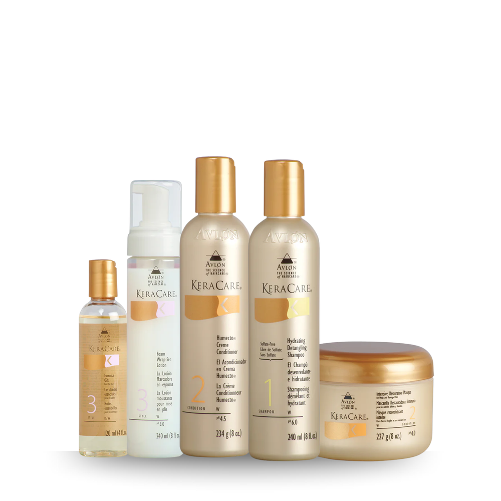 Aveda KeraCare hair care product set on a white background