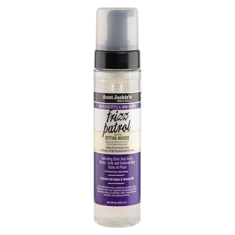 Aunt Jackie's Grapeseed Frizz Patrol Setting Mousse Front Afro Hair Haircare