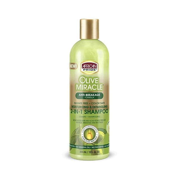 African Pride Olive Miracle 2-in-1 Shampoo & Conditioner Front Afro Hair Haircare