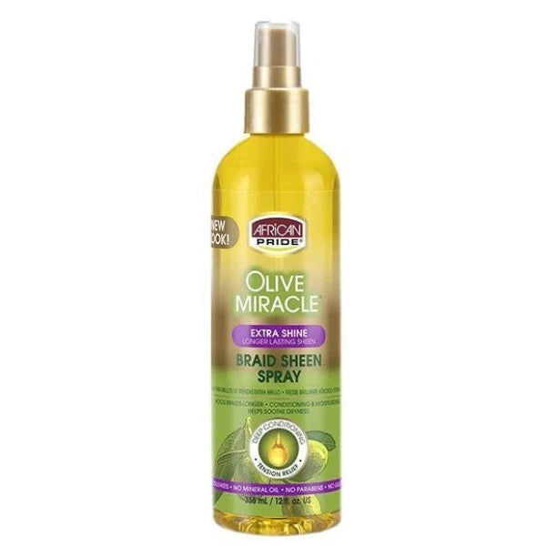 African Pride Olive Oil Braid Sheen Spray Extra Shine Front Afro Hair Haircare