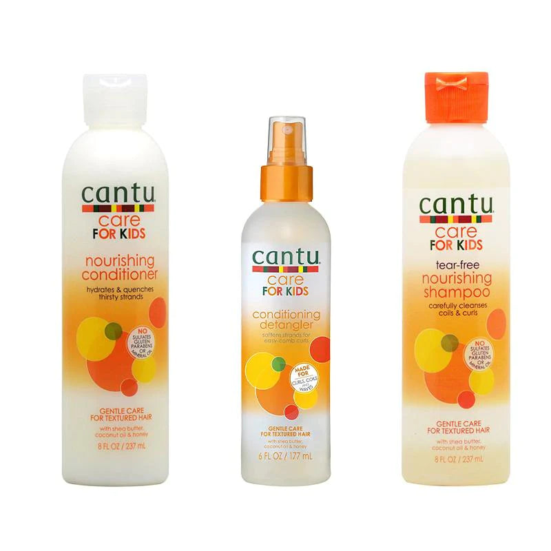 Cantu Care for Kids Nourishing Conditioner, Detangler & Shampoo Bundle Pack Front Afro Hair Haircare