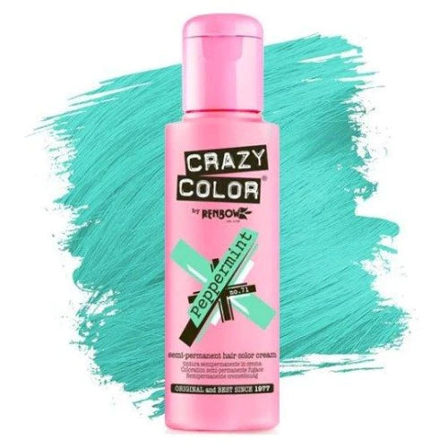 Crazy Color Semi-Permanent Hair Color Cream: Peppermint  Front Afro Hair Haircare