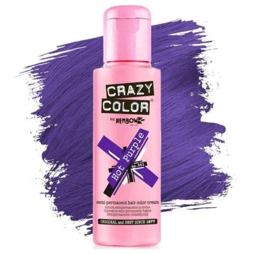 Crazy Color Semi-Permanent Hair Color Cream: Hot Purple Front Afro Hair Haircare