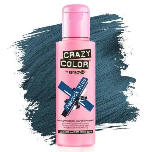 Crazy Color Semi-Permanent Hair Color Cream: Peacock Blue Front Afro Hair Haircare