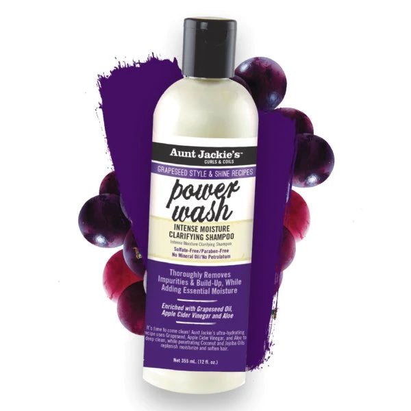 Aunt Jackie's POWER WASH Grapeseed Clarifying Shampoo Front Afro Hair Haircare