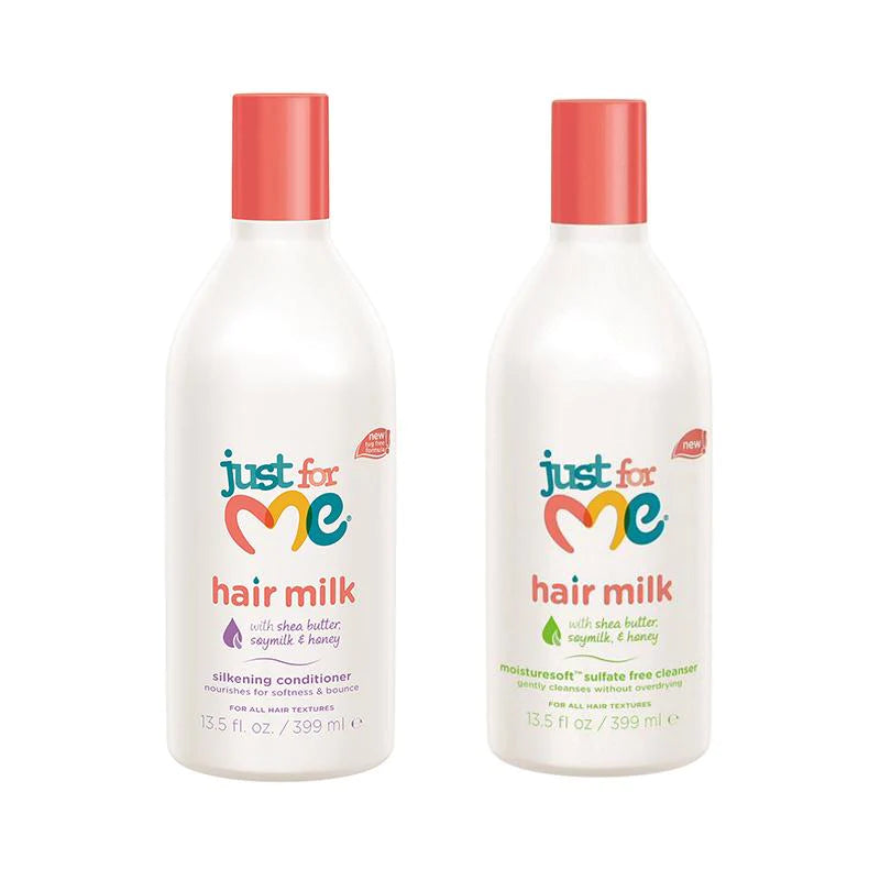 Just For Me Hair Milk Silkening Conditioner Hair Milk Sulfate-Free Shampoo Set Front Afro Hair Haircare