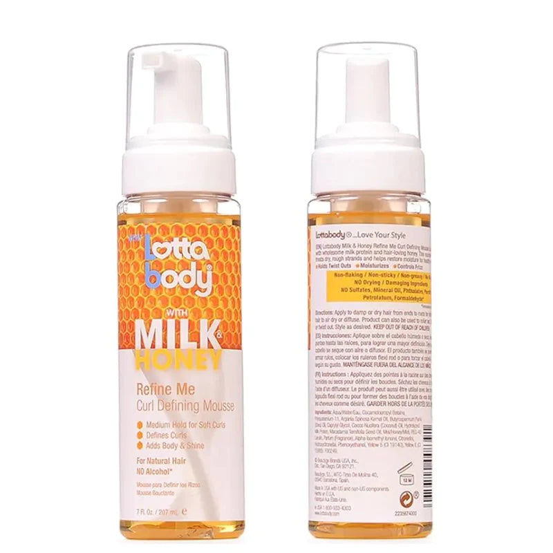 LottaBody Milk & Honey Define Me Curl Defining Mousse Front and BackAfro Hair Haircare