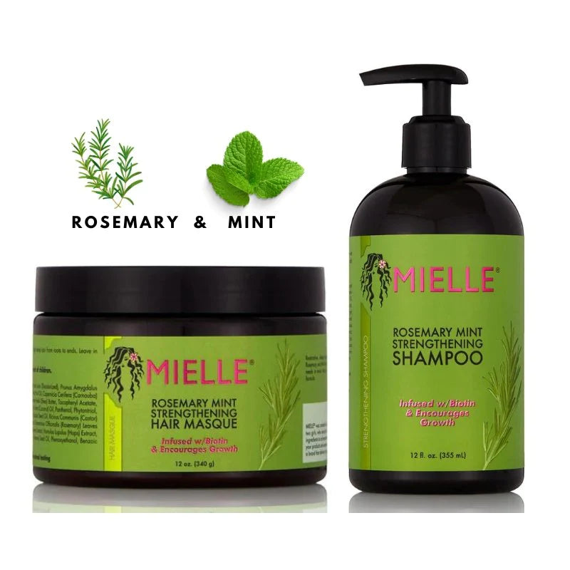 Mielle Rosemary Mint Strengthening Hair Masque, Shampoo Front Afro Hair Haircare