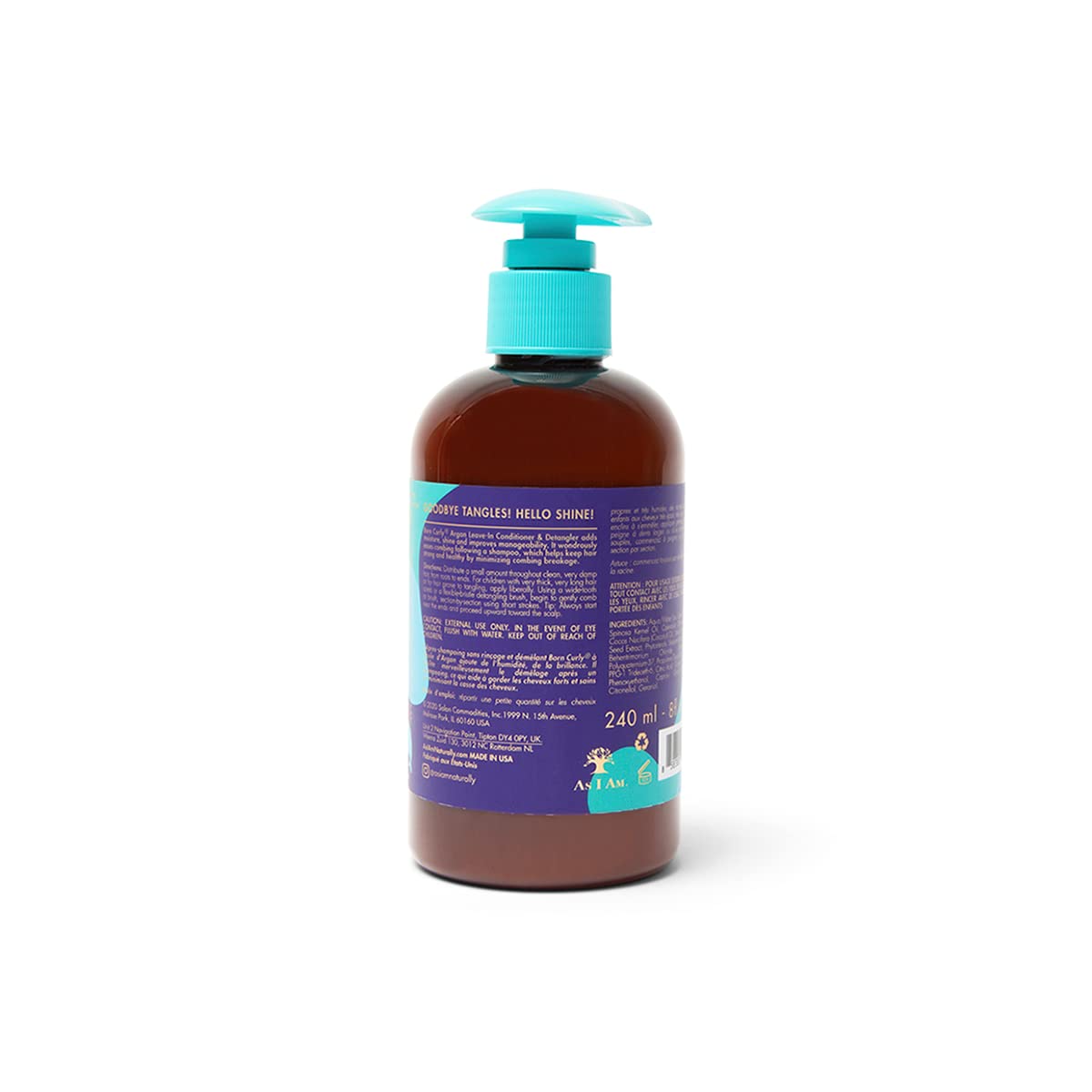 As I Am Born Curly argan Conditioner Leave-in & Detangler 240ml/8oz (kids), cream, (Pack of 1)