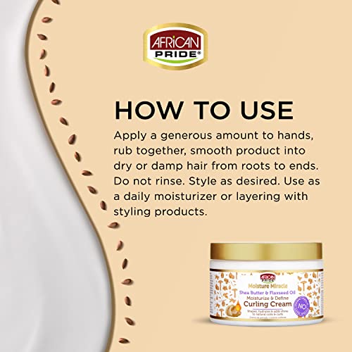 African Pride Moisture Miracle Shea Butter & Flaxseed Oil Moisturize & Define Curling Cream How To Use Afro Hair Haircare