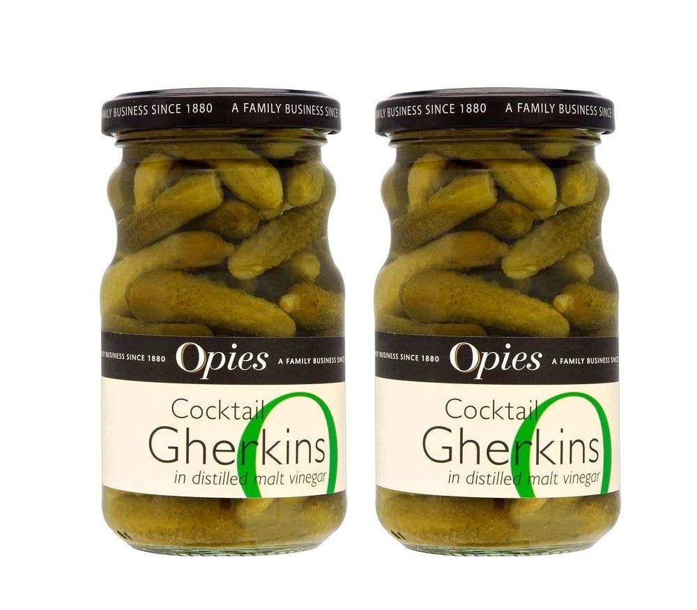 Opies Cocktail Gherkins in Distilled Malt Vinegar (227g) - Pack of 2